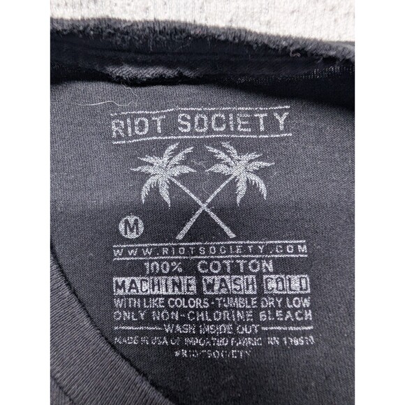 Riot Society Cotton Graphic Tee Shirt Medium Black Panda Rose Trap Streetwear - Picture 4 of 7